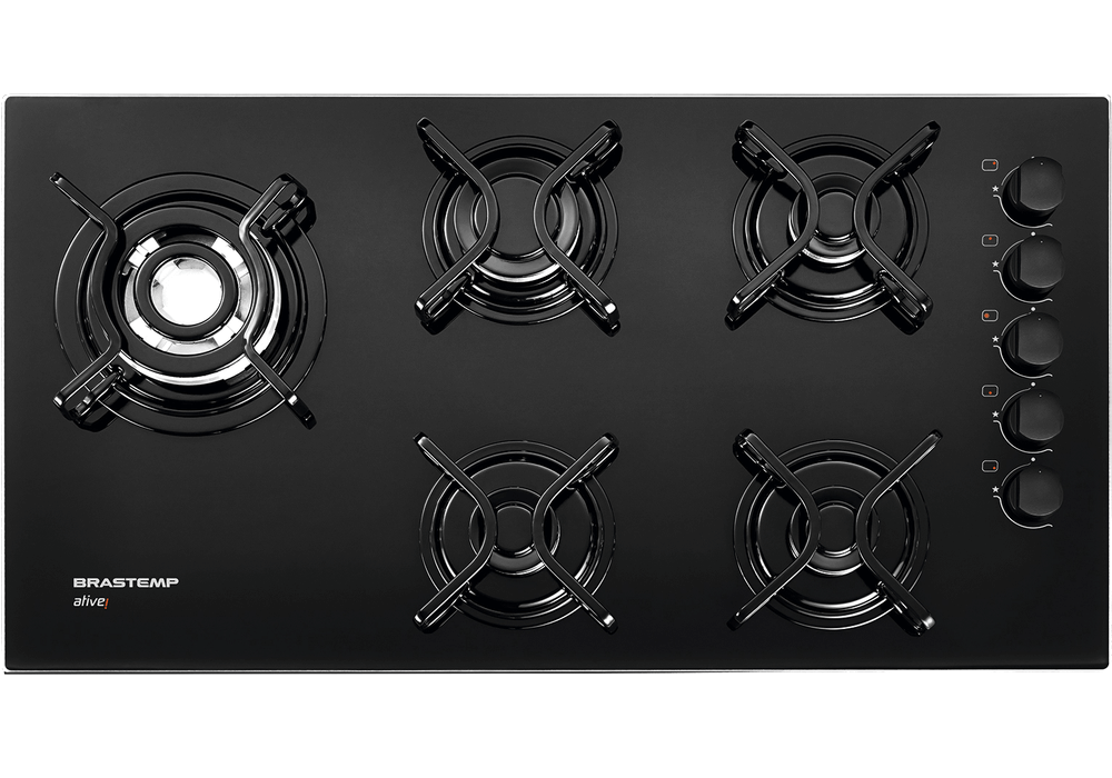 Cooktop Brastemp 5 Bocas Mesa em Vidro com quadrichama Bivolt BDD85AE Novo Mundo