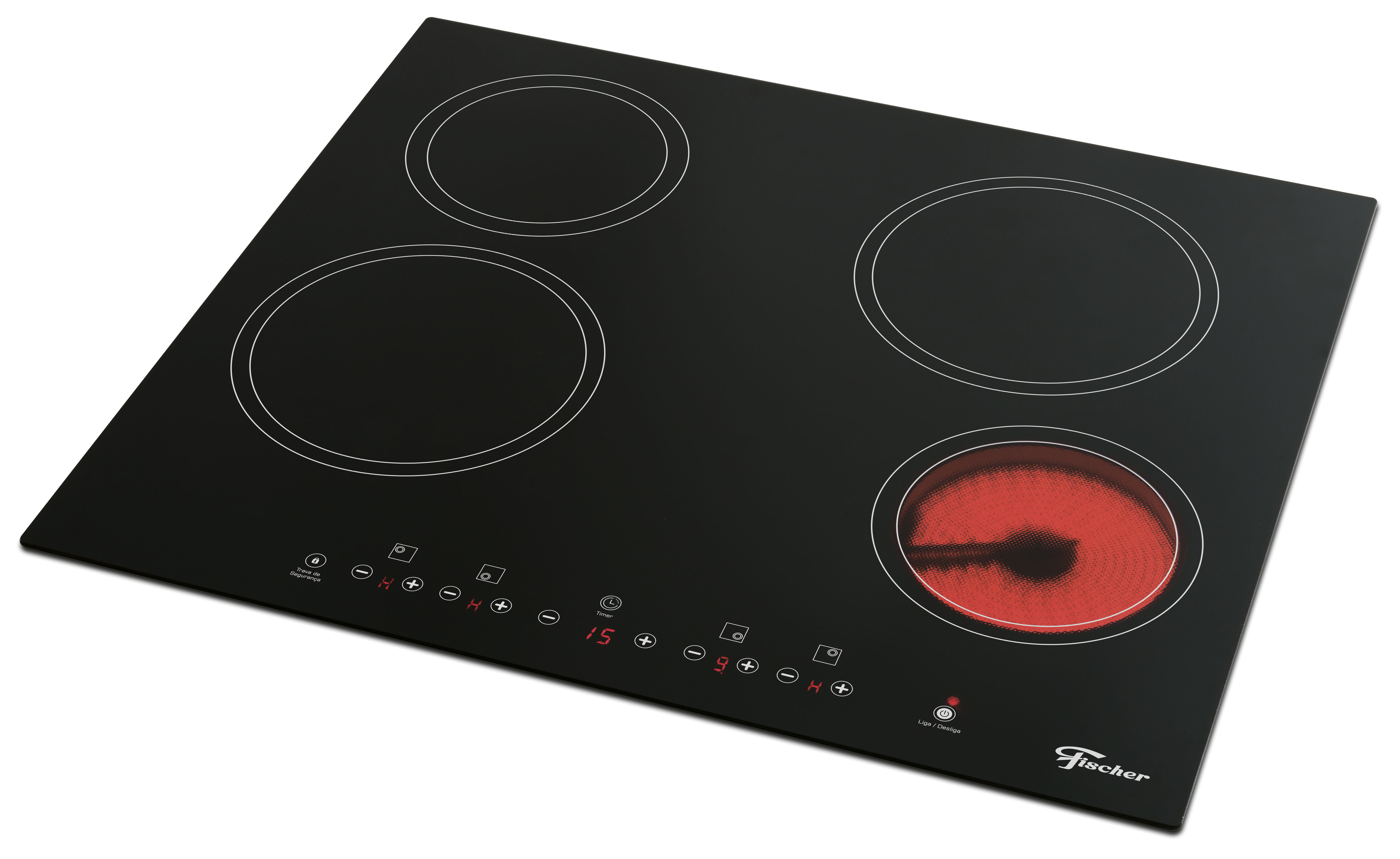 Cooktop Fischer 4 Bocas Elétrico Vitrocerâmico, Preto 2668158300