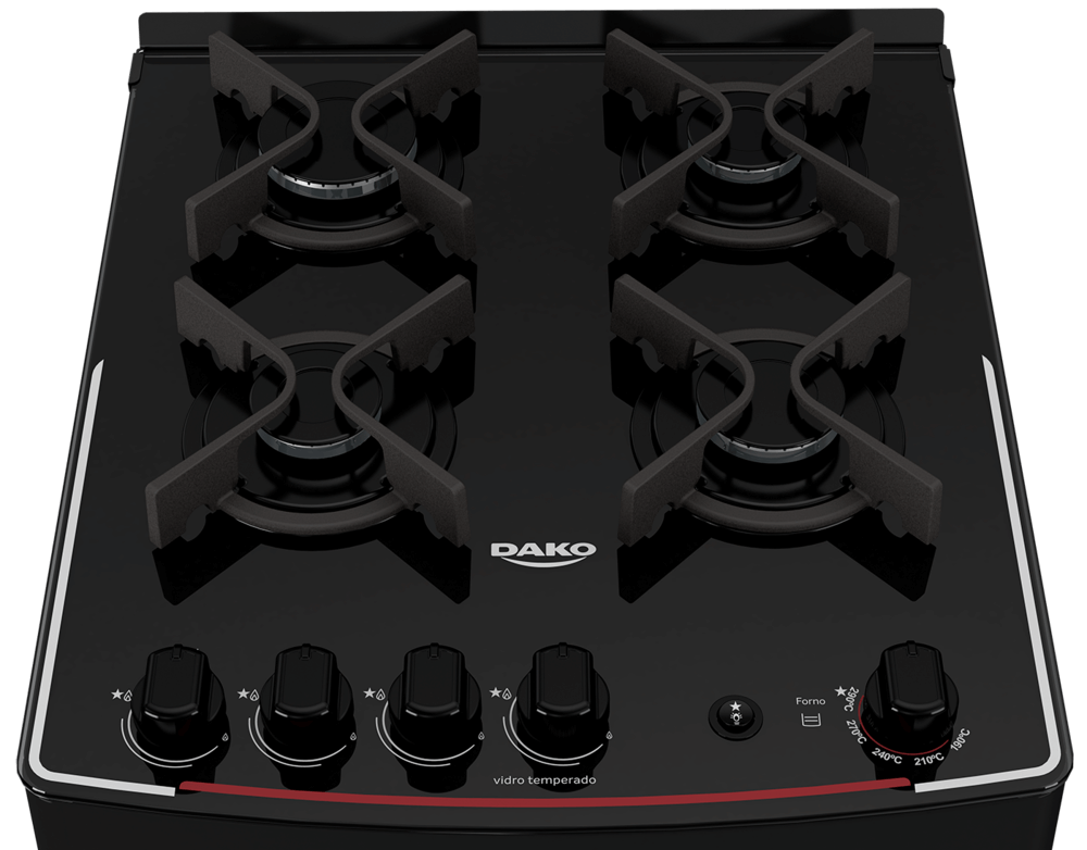 Fogão 4 Bocas de Piso Dako, Acendimento Automático, Preto Supreme