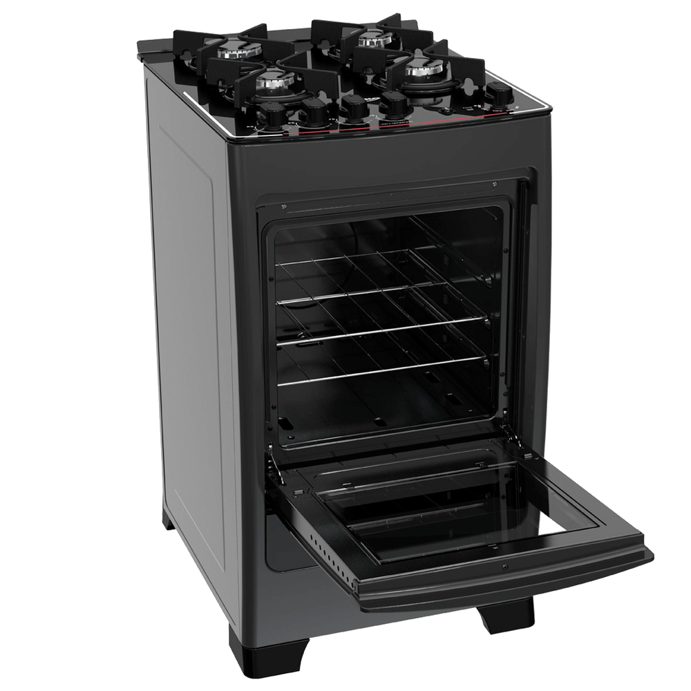 Fogão 4 Bocas de Piso Dako, Acendimento Automático, Preto Supreme