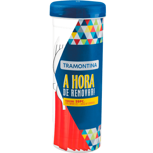 Faqueiro Tramontina Brisa Inox, 20 peças, Cabo Polipropileno, Vermelho - 23198757 Menor preço em Faqueiro Tramontina Brisa Inox, 20 peças, Cabo Polipropileno, Vermelho - 23198757