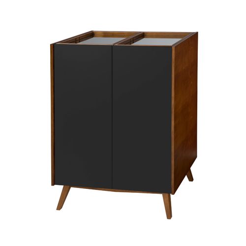 Adega 2 Portas Novita com Bandejas em Espelho - Nogal/Preto Menor preço em Adega 2 Portas Novita com Bandejas em Espelho - Nogal/Preto