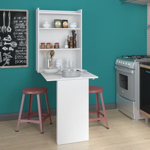 Armário Multiuso com Bancada Dobrável - Branco Premium Menor preço em Armário Multiuso com Bancada Dobrável - Branco Premium
