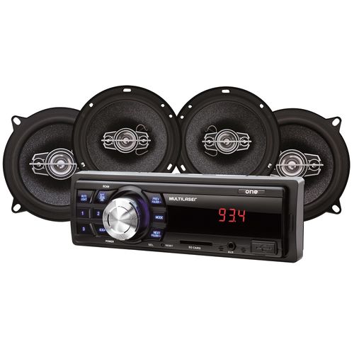 KIT SOM AUTOMOTIVO MULTILASER MP3 ONE QUADRIAXIAL + DOIS ALTO FALANTES + TELA LED + ENTRADA SD - AU954 Menor preço em KIT SOM AUTOMOTIVO MULTILASER MP3 ONE QUADRIAXIAL + DOIS ALTO FALANTES + TELA LED + ENTRADA SD - AU954