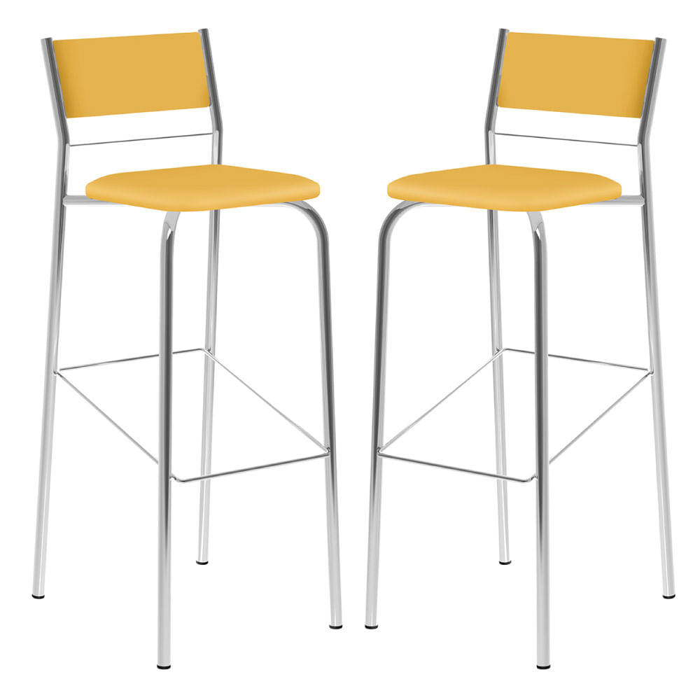 Kit 2 Banquetas Altas Em A O Cromado 1743 Carraro Amarelo Novo Mundo Kit 2 Banquetas Altas Em A O Cromado 1743 Carraro Amarelo Novo Mundo