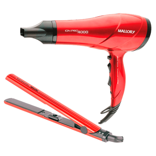 Kit Secador e Prancha Mallory, Placas de Cerâmica, Cabo Giratório, Vermelho - Pure Seduction - Bivolt Menor preço em Kit Secador e Prancha Mallory, Placas de Cerâmica, Cabo Giratório, Vermelho - Pure Seduction - Bivolt