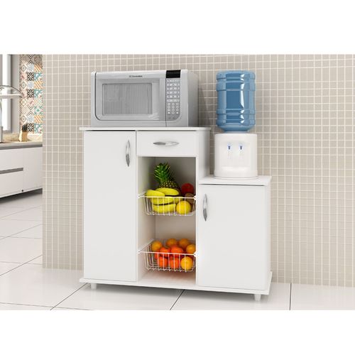 Balcão Fruteira Diva 2 Portas 2 Cestos e Gaveta Notável - Branco Menor preço em Balcão Fruteira Diva 2 Portas 2 Cestos e Gaveta Notável - Branco