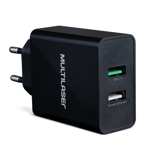 Carregador de Parede Concept 2 Portas Usb Quick Charger Preto Multilaser - CB117 Menor preço em Carregador de Parede Concept 2 Portas Usb Quick Charger Preto Multilaser - CB117