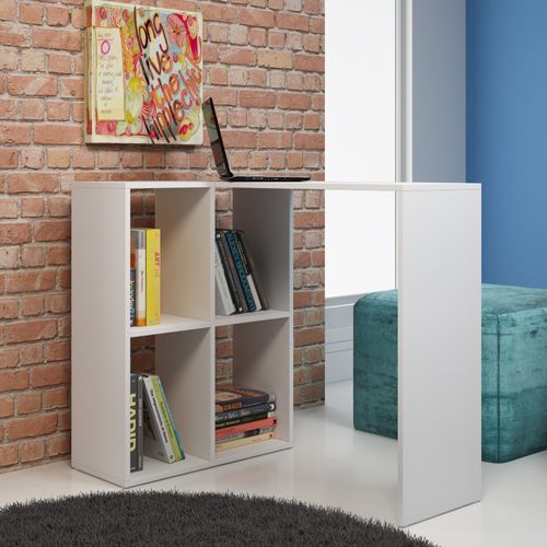 Escrivaninha com Estante 4 Nichos BC 42 BRV - Branco Menor preço em Escrivaninha com Estante 4 Nichos BC 42 BRV - Branco