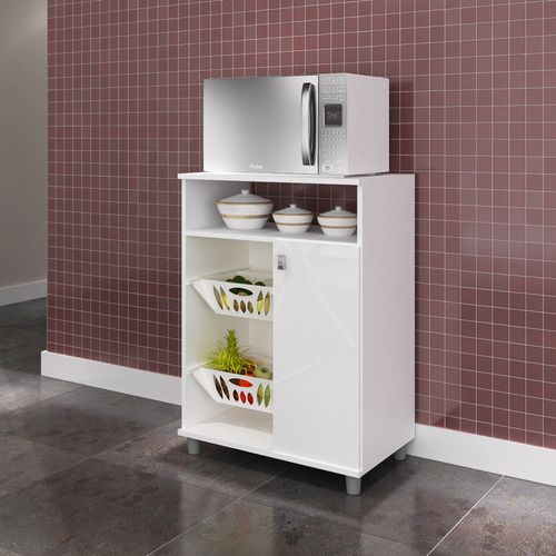 Balcão Fruteira 2 Cesto 1 Porta e 1 Nicho - Branco Menor preço em Balcão Fruteira 2 Cesto 1 Porta e 1 Nicho - Branco