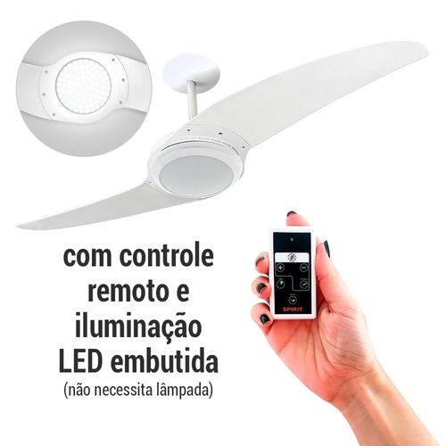 Ventilador de Teto Spirit 203 Branco com LED embutido com Controle Remoto Menor preço em Ventilador de Teto Spirit 203 Branco com LED embutido com Controle Remoto