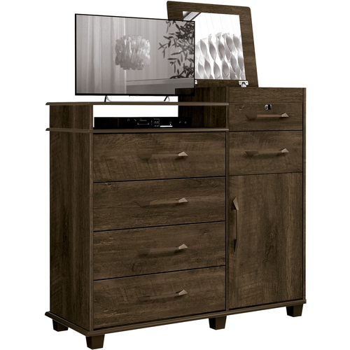 Cômoda em MDP e MDF, 5 Gavetas, Dobradíças Metalicas, 1 Porta - Fabrimóvel Brilhante Menor preço em Cômoda em MDP e MDF, 5 Gavetas, Dobradíças Metalicas, 1 Porta - Fabrimóvel Brilhante