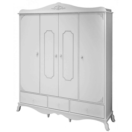 Guarda-roupa Infantil 100% MDF 4 Portas e 3 Gavetas - Móveis Canaã Realeza - Branco Menor preço em Guarda-roupa Infantil 100% MDF 4 Portas e 3 Gavetas - Móveis Canaã Realeza - Branco