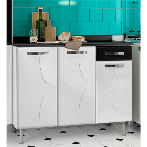 Balcão Triplo em Aço, 3 Portas e 1 Gaveta, Com Tampo - Telasul Rubi Smart Menor preço em Balcão Triplo em Aço, 3 Portas e 1 Gaveta, Com Tampo - Telasul Rubi Smart