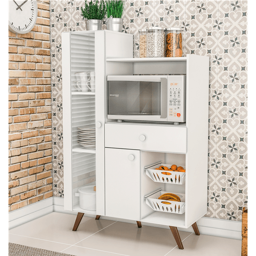 Balcão Multiuso em MDP, com 2 Portas e 1 Gaveta - Móvel Bento RT3059 - Branco Menor preço em Balcão Multiuso em MDP, com 2 Portas e 1 Gaveta - Móvel Bento RT3059 - Branco