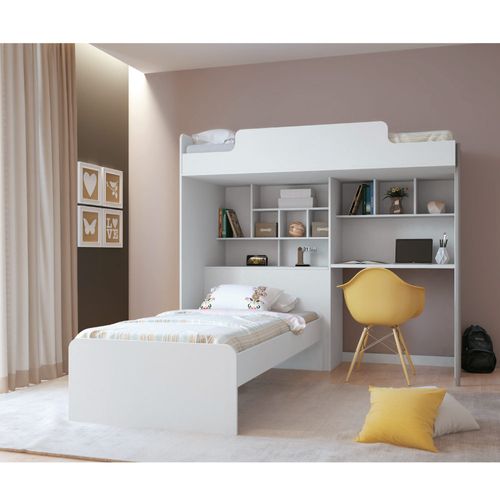 Beliche Office New com Báu e Escrivaninha - Branco Menor preço em Beliche Office New com Báu e Escrivaninha - Branco