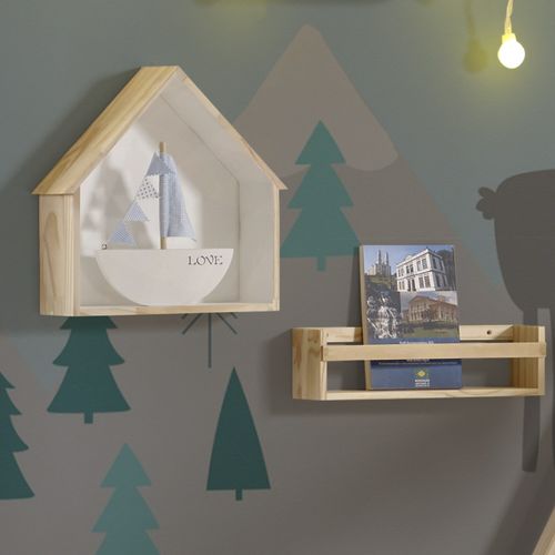 Nicho Casinha com Prateleira Porta Livros Infantil - Casatema Menor preço em Nicho Casinha com Prateleira Porta Livros Infantil - Casatema