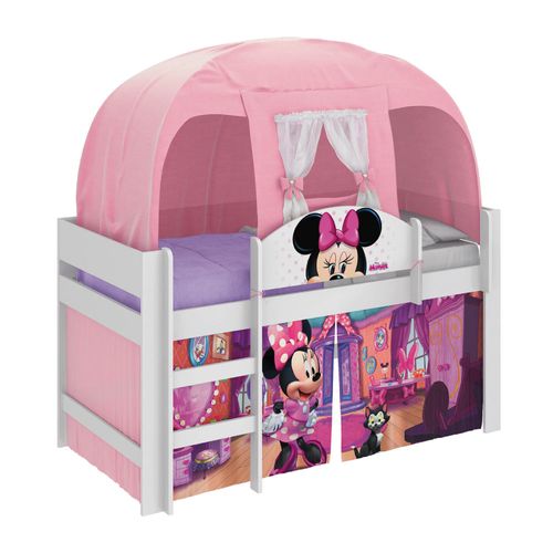 Cama Infantil com Dossel Teto Barbie Star Pura Magia Rosa - Cama