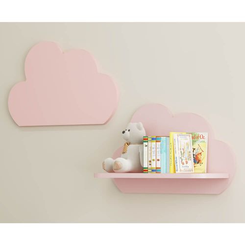 Kit 2 Prateleiras Nuvem 100% MDF - Rosa Premium Menor preço em Kit 2 Prateleiras Nuvem 100% MDF - Rosa Premium