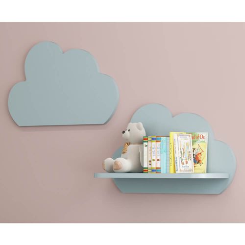Kit 2 Prateleiras Nuvem 100% MDF - Azul Premium Menor preço em Kit 2 Prateleiras Nuvem 100% MDF - Azul Premium