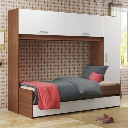 Guarda Roupa com Bicama Solteiro Essencialle Carvalho Avelã/Branco - Carvalho Avelã / Branco Menor preço em Guarda Roupa com Bicama Solteiro Essencialle Carvalho Avelã/Branco - Carvalho Avelã / Branco