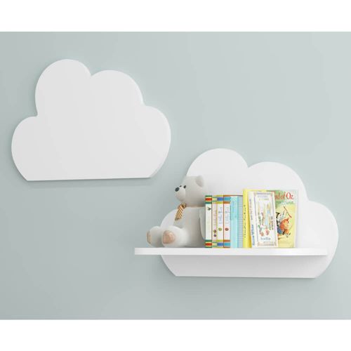 Kit 2 Prateleiras Nuvem 100% MDF - Branco Premium Menor preço em Kit 2 Prateleiras Nuvem 100% MDF - Branco Premium
