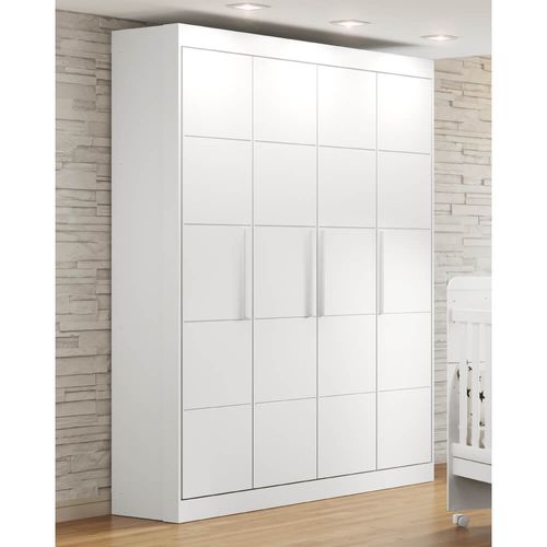 Guarda Roupa 4 Portas Chocolate Plus 3 Gavetas - Branco Menor preço em Guarda Roupa 4 Portas Chocolate Plus 3 Gavetas - Branco