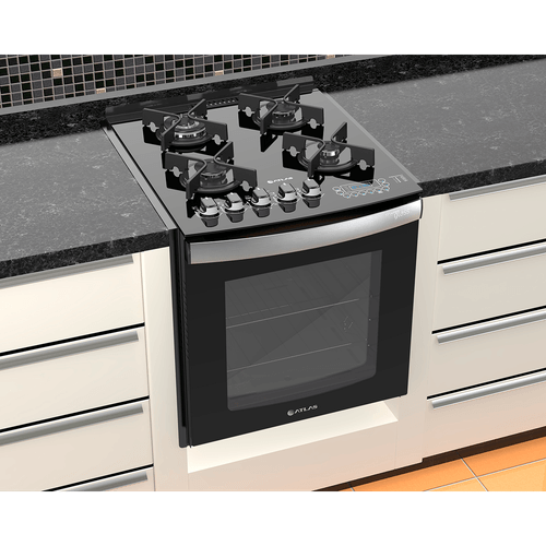 Fogão 4 Bocas de Embutir Atlas Top Gourmet Glass, Tripla Chama, Mesa em Vidro Temperado, Preto - Bivolt Menor preço em Fogão 4 Bocas de Embutir Atlas Top Gourmet Glass, Tripla Chama, Mesa em Vidro Temperado, Preto - Bivolt