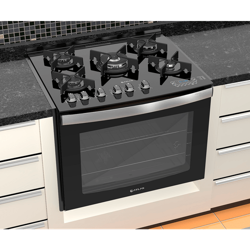 Fogão 5 Bocas de Embutir Atlas Top Gourmet Glass, Tripla Chama, Mesa em Vidro Temperado, Preto - Bivolt Menor preço em Fogão 5 Bocas de Embutir Atlas Top Gourmet Glass, Tripla Chama, Mesa em Vidro Temperado, Preto - Bivolt