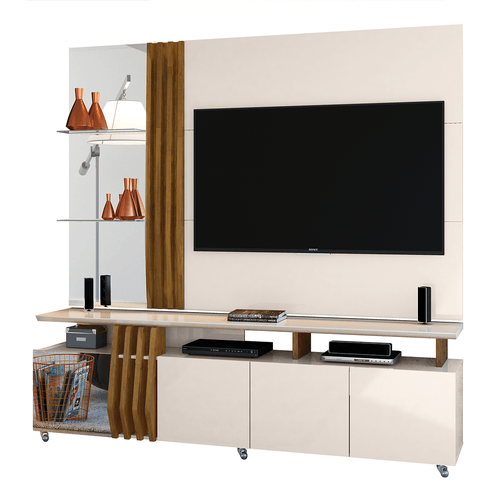 Rack Bancada E Painel Para Tv Ate 55 Mdf 4 Portas Dj Moveis Donna Menor Preco Com Cupom