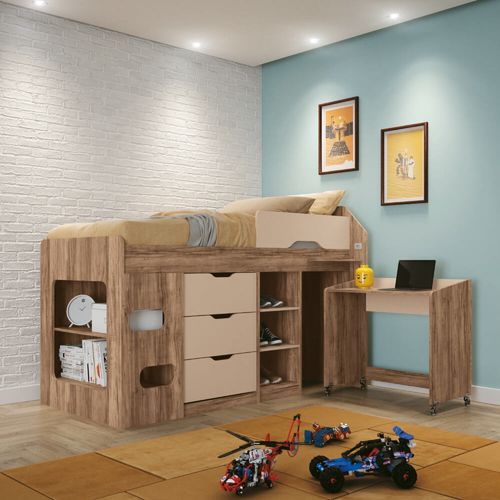 Cama Solteiro Sleep Conect com Escrivaninha - Atacama/Capuccino Menor preço em Cama Solteiro Sleep Conect com Escrivaninha - Atacama/Capuccino