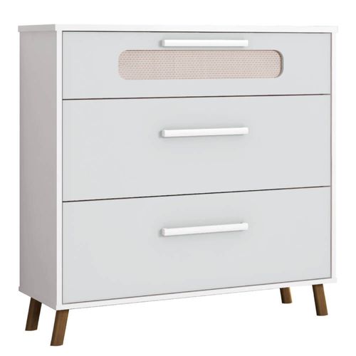 Cômoda Infantil 3 Gavetas Retrô Bibi 100% MDF - Branco/Azul Menor preço em Cômoda Infantil 3 Gavetas Retrô Bibi 100% MDF - Branco/Azul