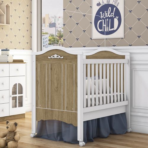 Berço Mini Cama Provençal Americano 100% MDF - Rústico/Branco HP Menor preço em Berço Mini Cama Provençal Americano 100% MDF - Rústico/Branco HP