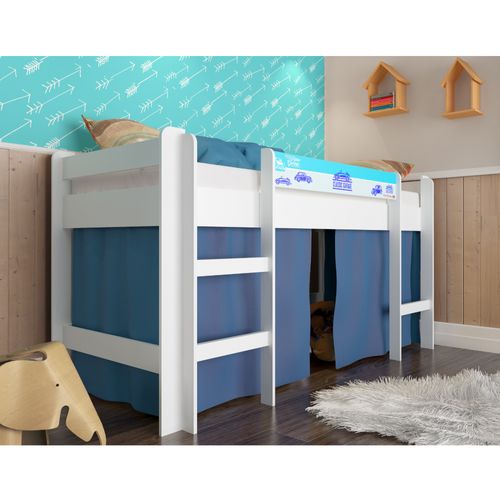 Cama Infantil Alta com Cortina Azul - Branco é boa?