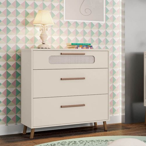 Cômoda Infantil 3 Gavetas Retrô Bibi 100% MDF - Off White Menor preço em Cômoda Infantil 3 Gavetas Retrô Bibi 100% MDF - Off White