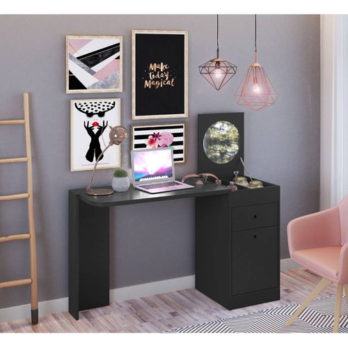 Escrivaninha com Penteadeira Camarim Desejo - Preto Menor preço em Escrivaninha com Penteadeira Camarim Desejo - Preto