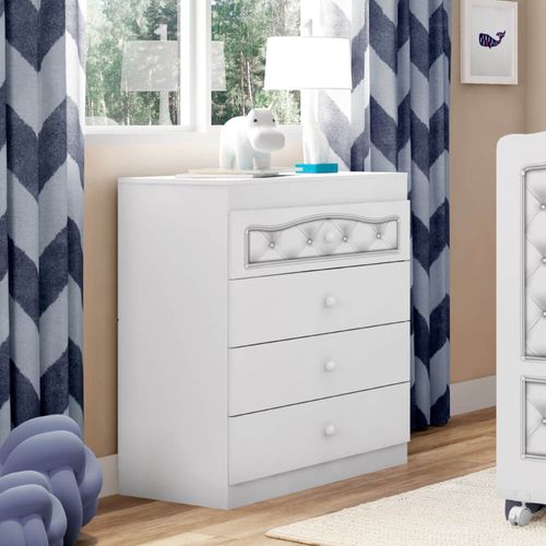 Cômoda 4 Gavetas Fantasy Baby Capitonê - Branco Menor preço em Cômoda 4 Gavetas Fantasy Baby Capitonê - Branco