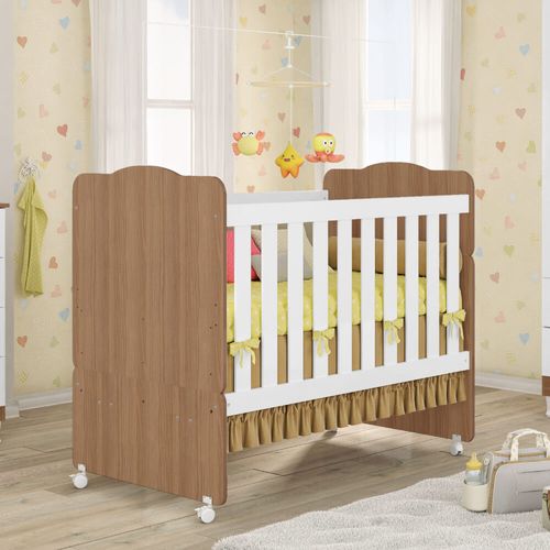 Berço Mini Cama Doçura com Rodízios 100% MDF - Branco/Almendra Menor preço em Berço Mini Cama Doçura com Rodízios 100% MDF - Branco/Almendra