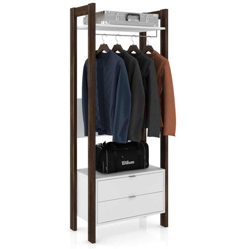 Estante Multiuso 2 Gavetas e Cabideiro Tecno Mobili Branco/Nogal é boa?