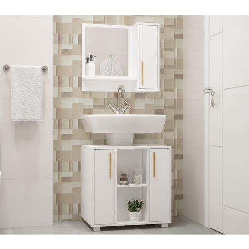 Conjunto de Banheiro Easy Armário com Gabinete 2 Portas - Branco é ruim? Conjunto de Banheiro Easy Armário com Gabinete 2 Portas - Branco é boa?