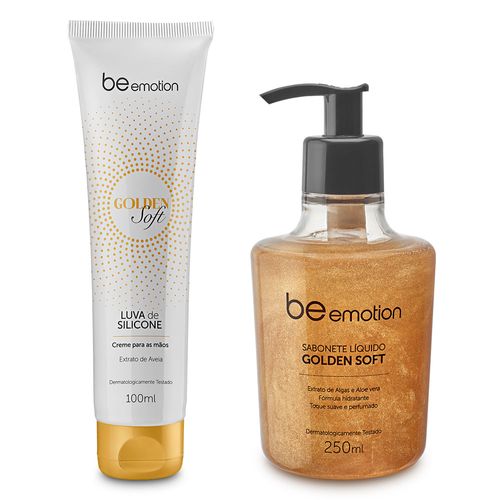 Sabonete Líquido + Creme Para Mãos Luva De Silicone Golden Soft Be Emotion - | Combo: Mãos Hidratadas é boa?