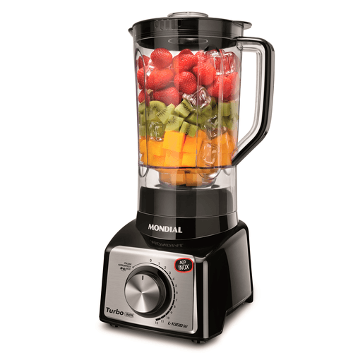 Liquidificador Mondial Turbo Premiun, 1000W, 3 Litros, Preto/Inox - L1000BI Menor preço em Liquidificador Mondial Turbo Premiun, 1000W, 3 Litros, Preto/Inox - L1000BI