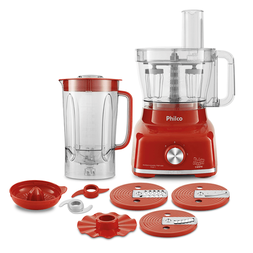 Multiprocessador Philco, 1400W, 2 Velocidades, Função Pulsar, Vermelho - PMP1600V Menor preço em Multiprocessador Philco, 1400W, 2 Velocidades, Função Pulsar, Vermelho - PMP1600V