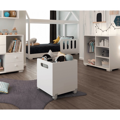 Cubo Organizador Infantil, Madeira, 4 Rodízios Giratórios, MDF - Fênix Móveis Algodão Doce - Branco Menor preço em Cubo Organizador Infantil, Madeira, 4 Rodízios Giratórios, MDF - Fênix Móveis Algodão Doce - Branco