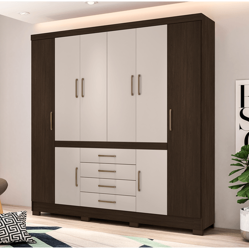 Guarda-Roupas 08 Portas, 04 Gavetas, Com Pés, MDF - Demóbile Realce Plus Menor preço em Guarda-Roupas 08 Portas, 04 Gavetas, Com Pés, MDF - Demóbile Realce Plus