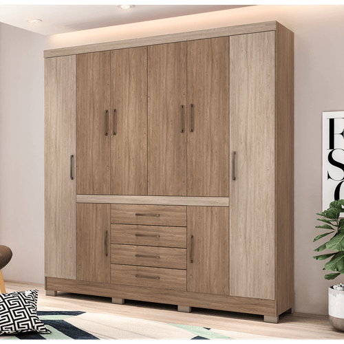 Guarda-Roupa Casal 08 Portas, 04 Gavetas, Com Pés, MDP e MDF - Demóbile Realce Plus Menor preço em Guarda-Roupa Casal 08 Portas, 04 Gavetas, Com Pés, MDP e MDF - Demóbile Realce Plus