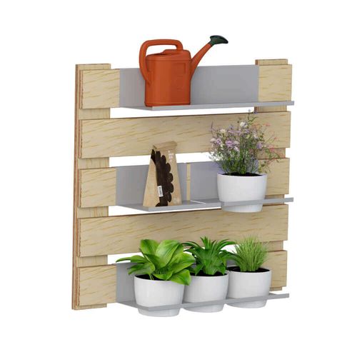 Kit Jardim Vertical Green 4 Prateleiras 4 Cachepots Natural/Cinza Menor preço em Kit Jardim Vertical Green 4 Prateleiras 4 Cachepots Natural/Cinza