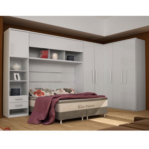 Dormitório Modulado Gold 5 Módulos - Bom Pastor - Branco/Brilho Menor preço em Dormitório Modulado Gold 5 Módulos - Bom Pastor - Branco/Brilho