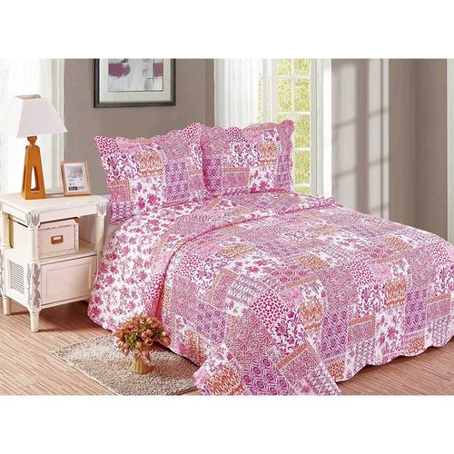 Colcha Evolution Patchwork King 260x280 Balan Pink Camesa Menor preço em Colcha Evolution Patchwork King 260x280 Balan Pink Camesa