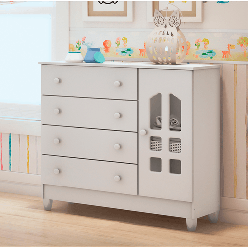 Cômoda Fraldário em MDF e MDP, 4 Gavetas, 1 Porta - Carolina Móveis Selena Menor preço em Cômoda Fraldário em MDF e MDP, 4 Gavetas, 1 Porta - Carolina Móveis Selena